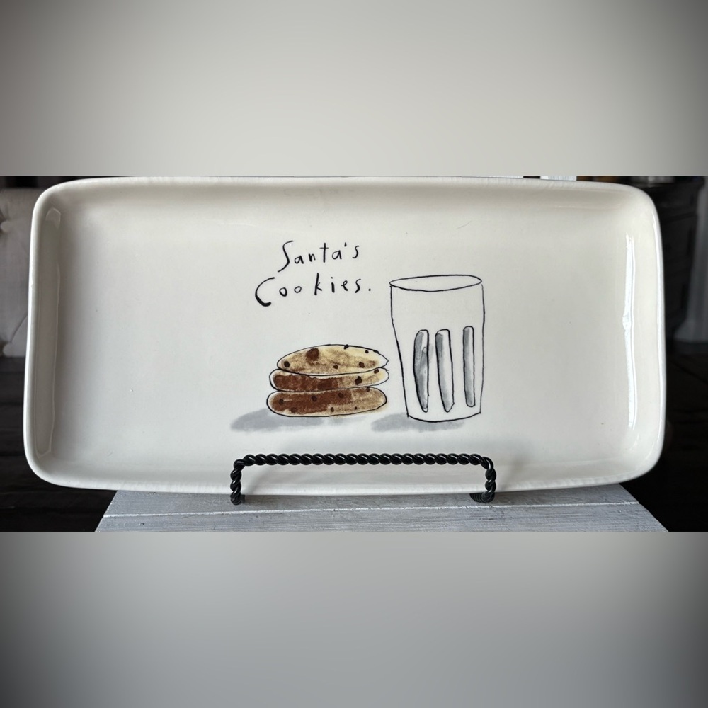 Rae Dunn OG Santa’s Cookie’s White Rectangular Plate